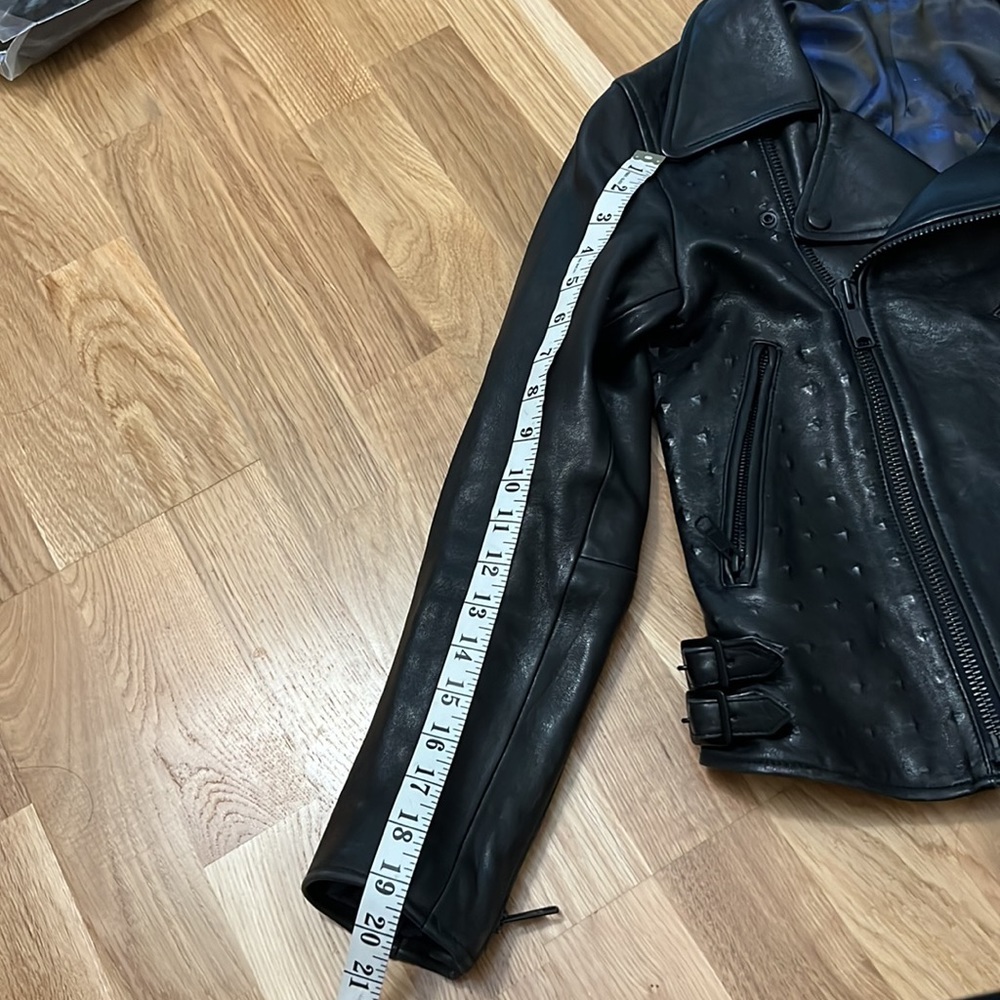 Black Genuine leather moto jacket - Picture 14 of 14